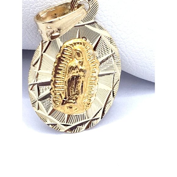 14k REAL GOLD Oval Guadalupe Scapular Pendant - Picture 4 of 6
